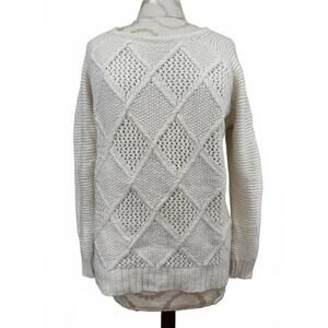 American Eagle Outfitters  Sweater Cream knit Diamond Textured Pullover Large